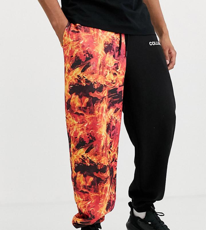 Collusion Spliced Jogger In Flame Print-multi
