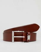Boss Connio Leather Logo Keeper Belt In Tan - Brown