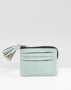 Asos Leather Coin Purse With Tassel - Green