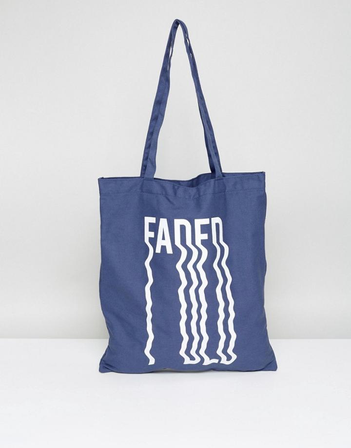 Asos Tote Bag With Faded Design - Blue