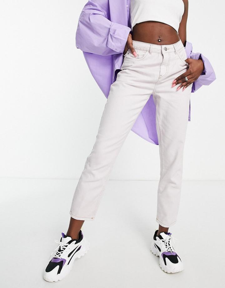 Noisy May Isabel Tapered Mom Jeans In White