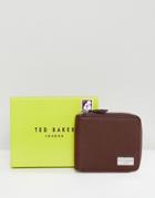 Ted Baker Current Zip Around Wallet In Leather - Brown