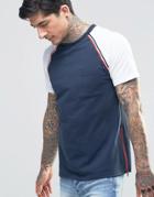 Another Influence Raglan Sleeve T-shirt With Chest Pocket - Navy