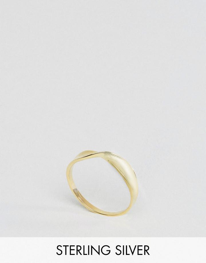 Asos Curve Gold Plated Sterling Silver Twist Band Ring - Gold