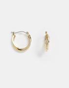 Asos Design Small Hoop Earrings In Twist Design With Engraved Detail In Gold Tone - Gold