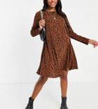 Glamorous Bloom A Line Swing Dress In Brown Animal Print