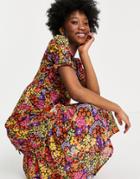 Influence Tie Cross Back Midi Dress In Floral Print-multi