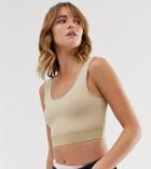 Weekday Fitted Crop Top Singlet In Beige - Beige