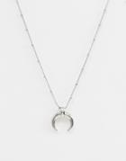 Nylon Horn Pendant Necklace - Silver