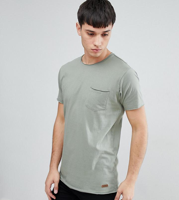 Brave Soul Tall Basic Raw Edge T-shirt - Green