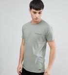 Brave Soul Tall Basic Raw Edge T-shirt - Green