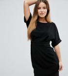 Asos Petite Mini Smart Woven Dress With V Back - Black