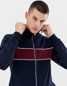 Selected Homme Tracksuit Jacket With Block Stripe - Navy