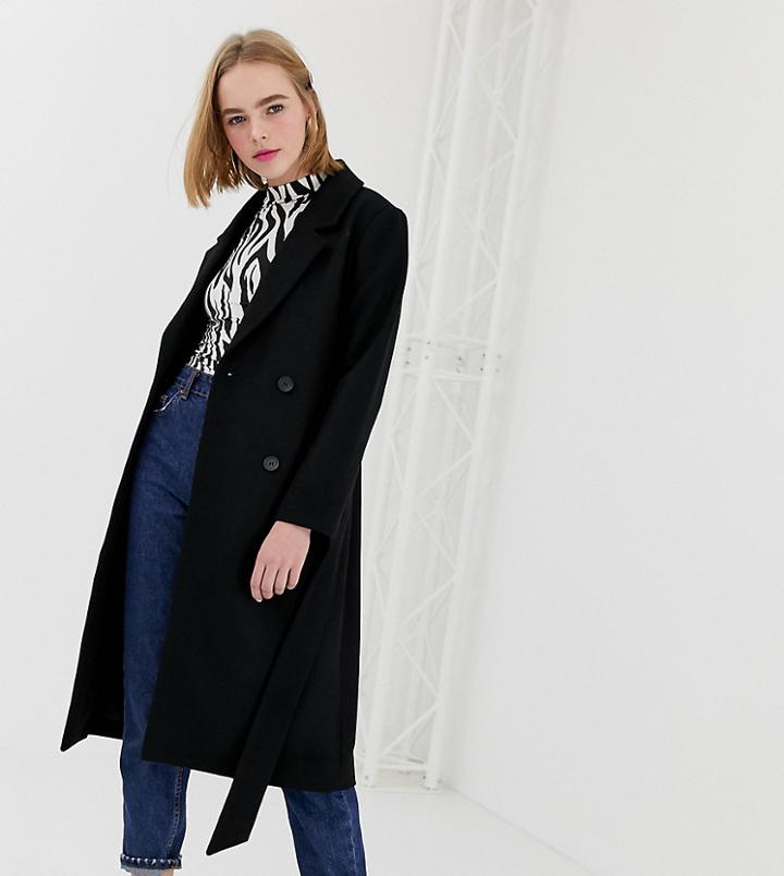 Monki Midi Tailored Coat In Black