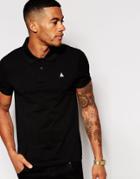 Asos Muscle Fit Polo Shirt In Pique With Embroidery - Black