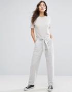 Ymc Linen Stripe Tie Waist Pant - White