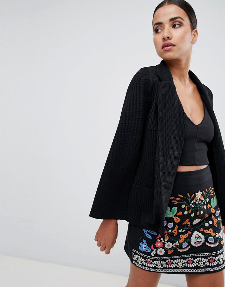 Rare Cape Sleeve Button Detail Jacket - Black