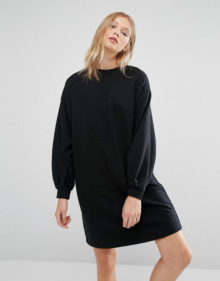 Native Youth Minimal Cocoon Sweat Dress - Black