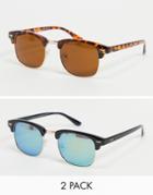 Svnx 2-pack Sunglasses In Brown And Green-multi