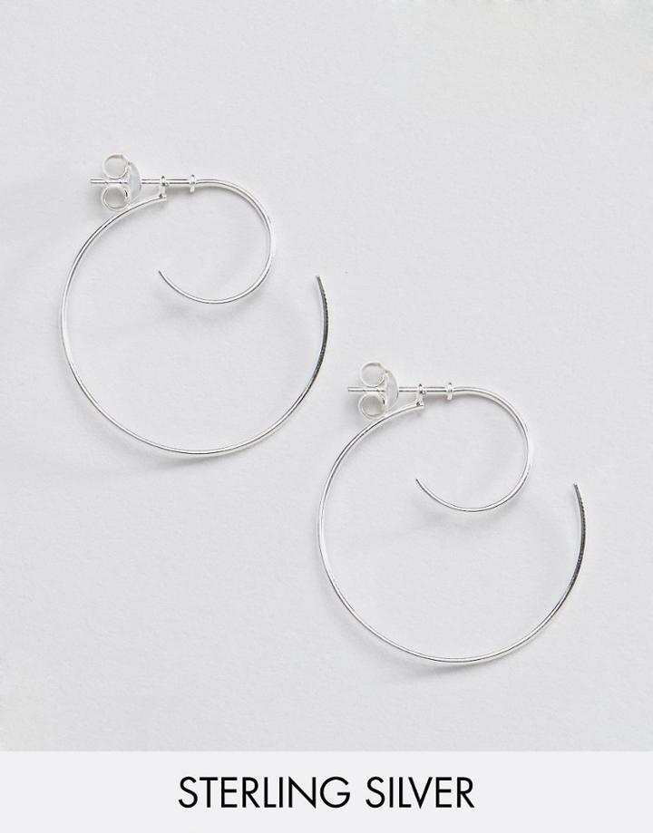 Asos Sterling Silver Curve Front & Back Hoop Earrings - Silver