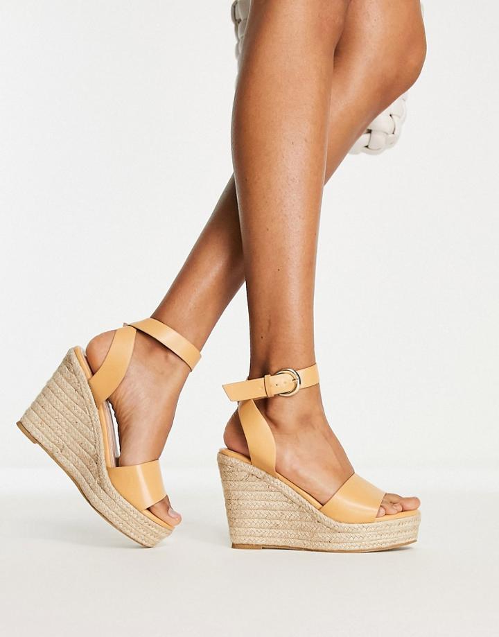 Glamorous Espadrille Wedge Sandals In Camel-neutral