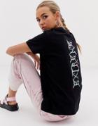Asos Design T-shirt With Foil Print Motif In Organic Cotton-black