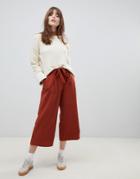 Asos Design Culotte With Tie Waist - Red