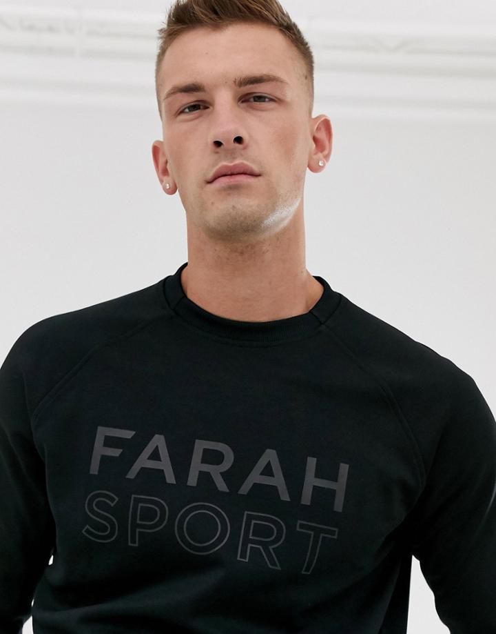 Farah Exeter Logo Crew Neck Sweat In Black