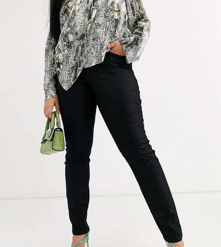 Junarose Croc Coated Jeans-black