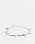 Asos Design Chunky Anklet With Joyful Multi Charms