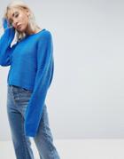 Asos Cropped Oversized Sweater - Blue
