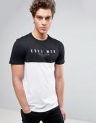 New Look Color Block T-shirt With New York Print In Black - Black