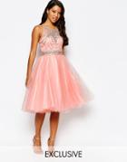 Forever Unique Embellished Prom Dress With Tulle Skirt - Blush