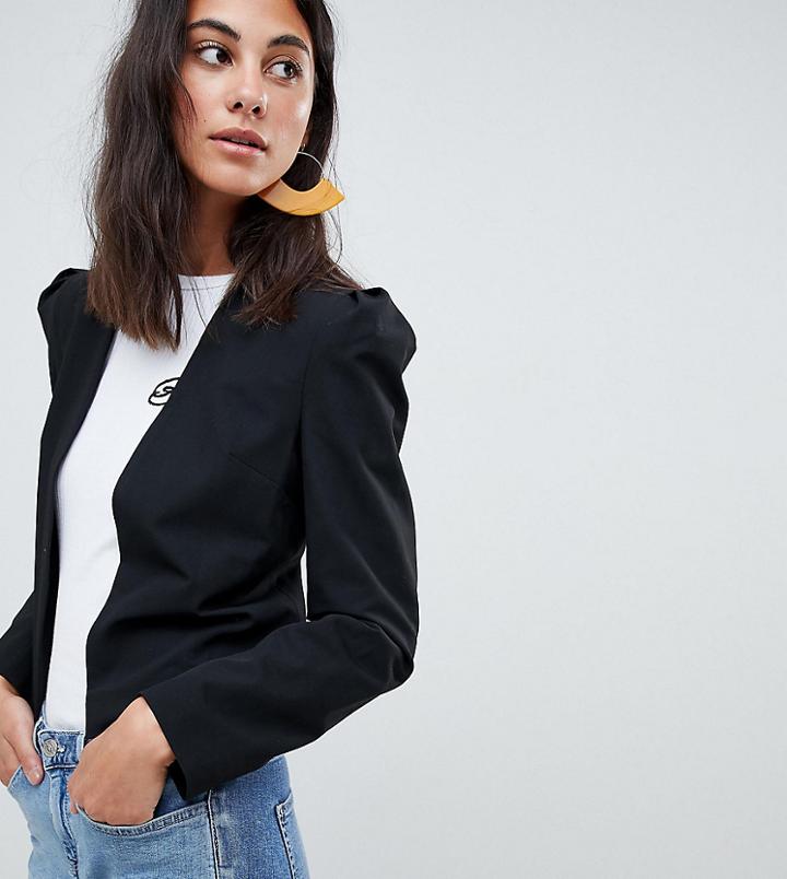 New Look Tall Puff Sleeve Blazer - Black