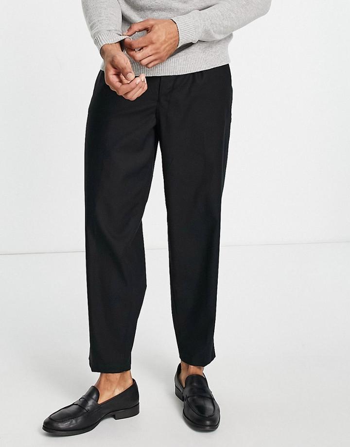 New Look Oversized Fit Pleated Smart Pants In Black