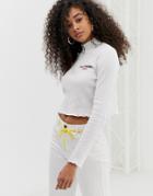 Daisy Street Long Sleeve Top With Zip Neck In Waffle-white