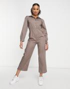 I Saw It First Puff Sleeve Wide Leg Jumpsuit In Gray-grey