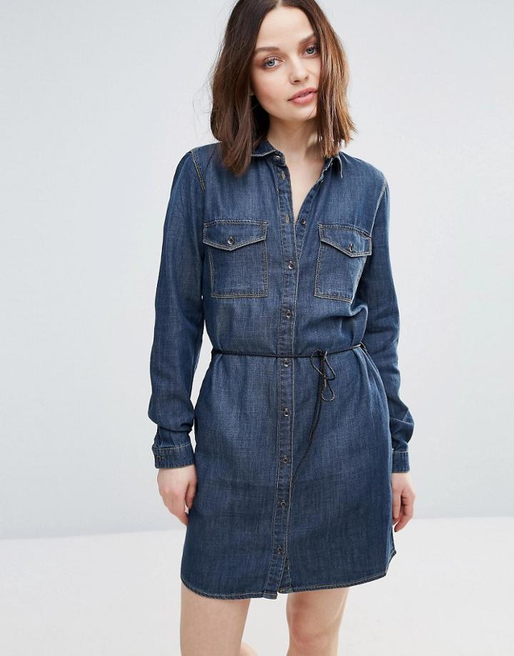 Only Henna Denim Shirt Dress - Navy