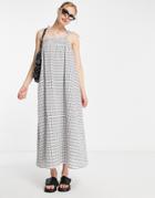 Topshop Mono Plaid Shirred Beach Maxi Dress-multi