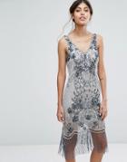 Frock And Frill Embellished Flapper Dress - Gray