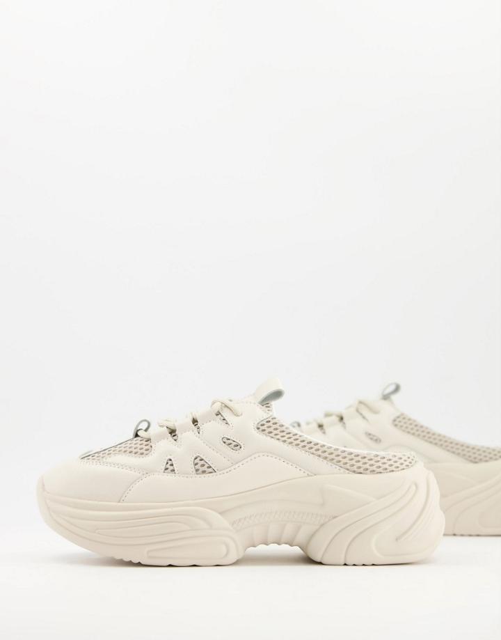 Asos Design Dava Chunky Mule Sneakers In Taupe-neutral