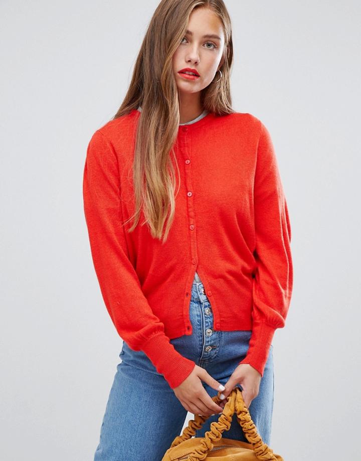 Jdy Arobic Button Down Cardigan - Red