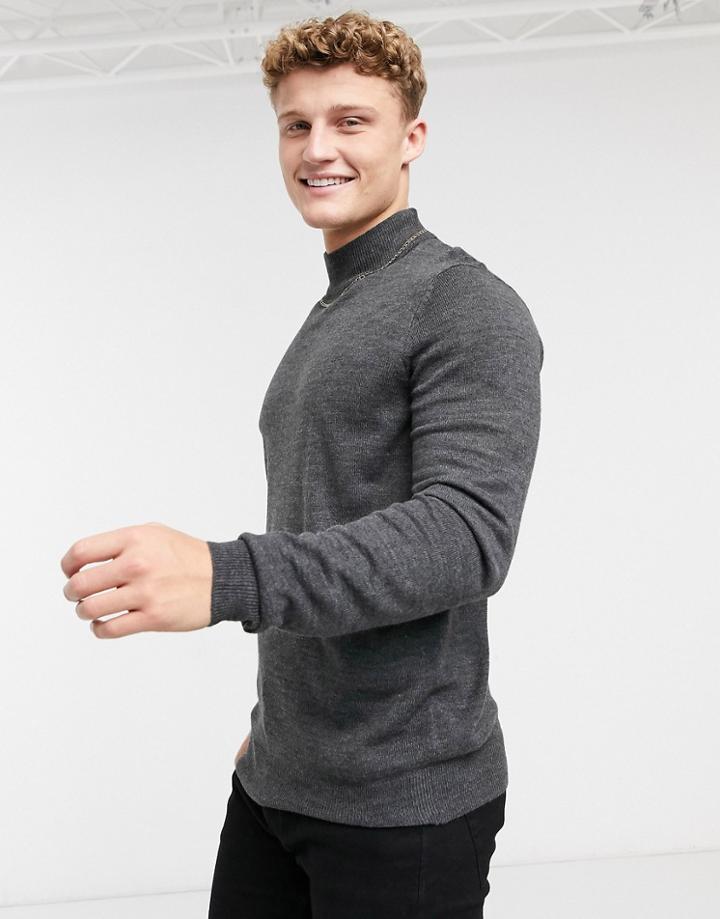 Threadbare Soft Touch Turtleneck Sweater In Gray-grey