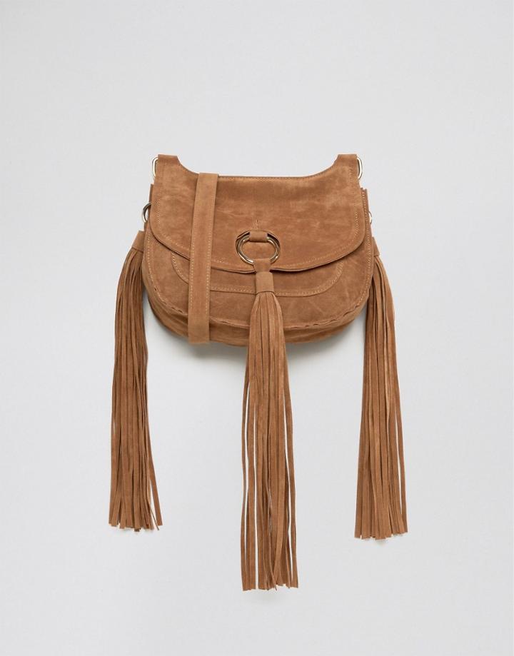 Yoki Tassel Detail Saddle Bag - Brown