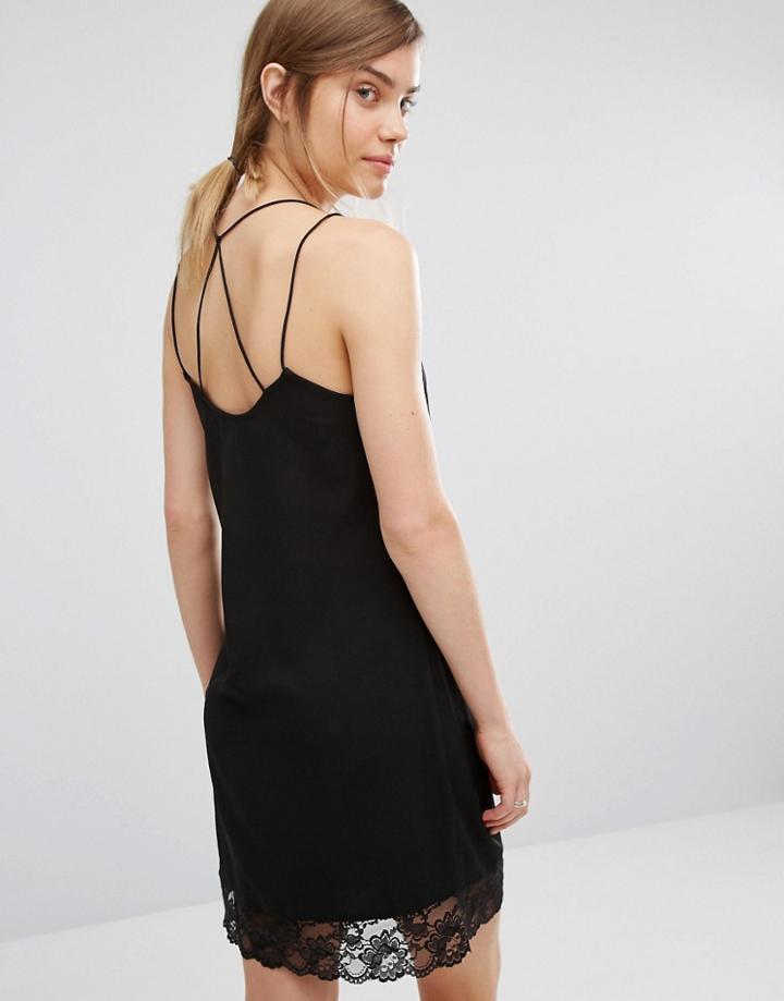 Vero Moda Lace Trim Cami Dress - Black