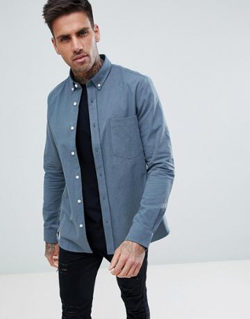 Just Junkies Washed Button Down Cotton Long Sleeve Shirt - Blue