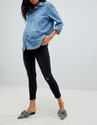 New Look Maternity Ripped Washed Jeans - Black