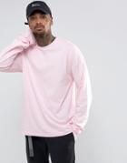 Asos Oversized Long Sleeve T-shirt With Super Long Sleeves In Pink - Pink
