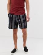 Asos Design Slim Shorts In Navy Stripe - Navy