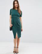 Asos Double Layer Textured Wiggle Dress - Green
